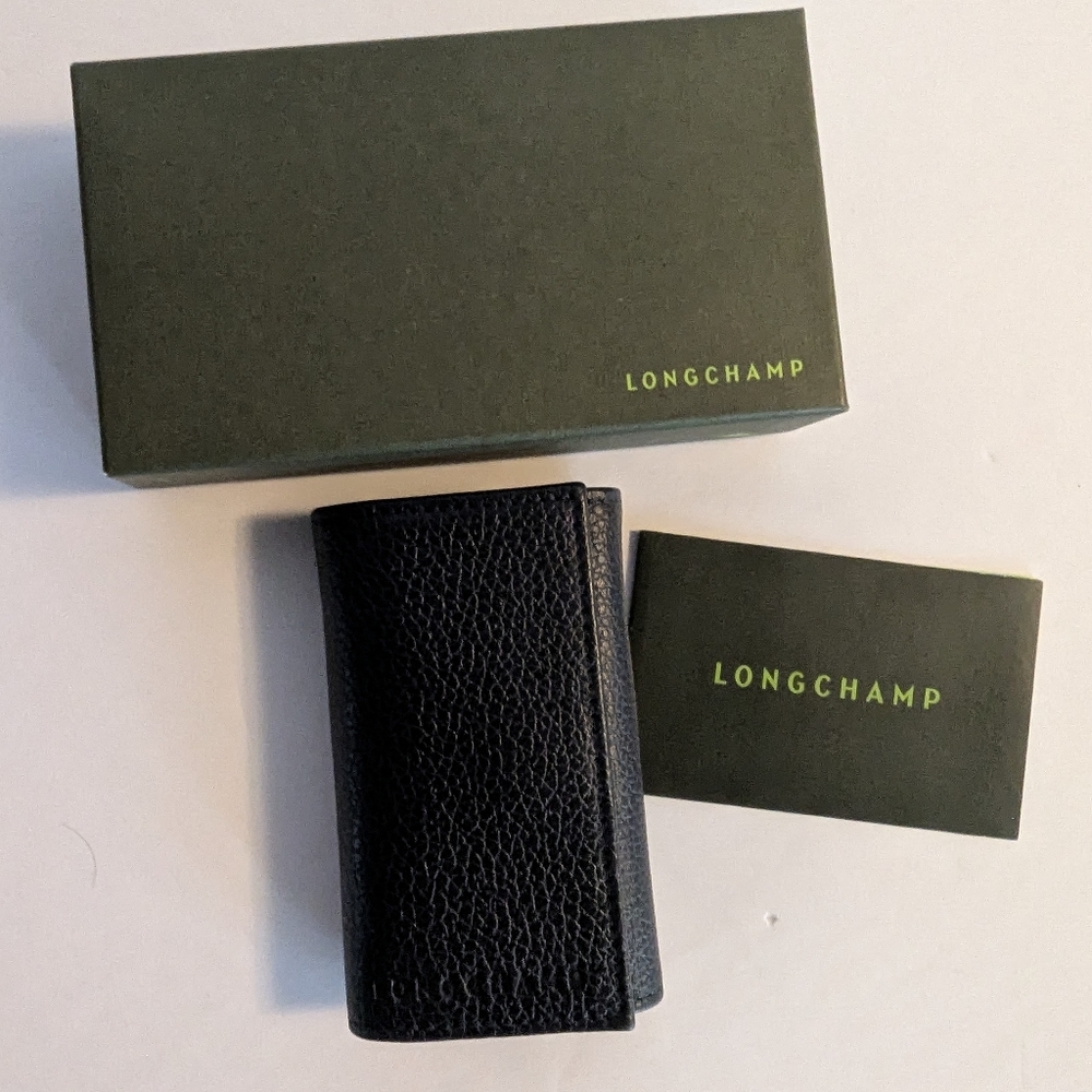 Longchamp Le Foulonne Key Holder In Navy Blue